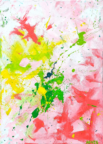 Hiking to the sky - 50 x 70 cm, Original Abstract Painting by AGNES IGNACZ  SS'23