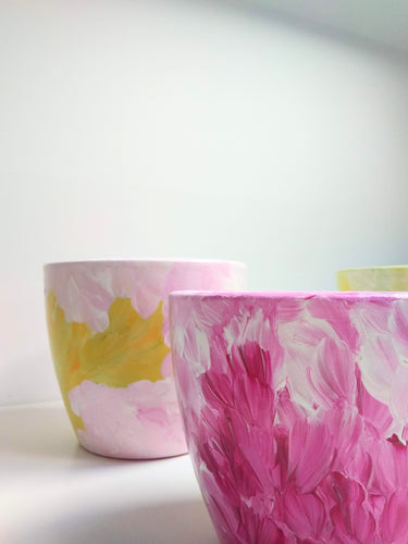 2 pieces pack- Hand painted Plant Pot, multiple sizes and colours available