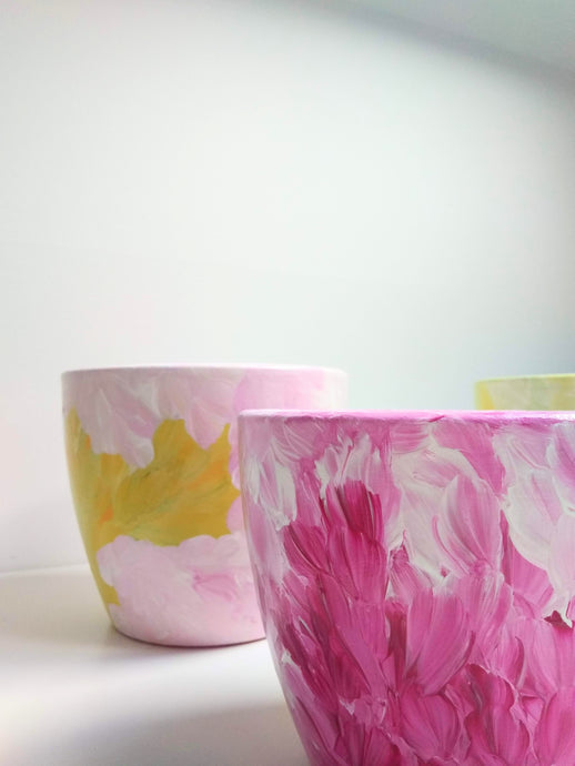 2 pieces pack- Hand painted Plant Pot, multiple sizes and colours available