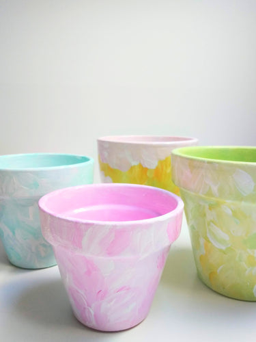 4 pieces in one pack - Hand painted plant pots, multiple sizes and colours available
