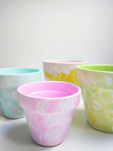 4 pieces in one pack - Hand painted plant pots, multiple sizes and colours available