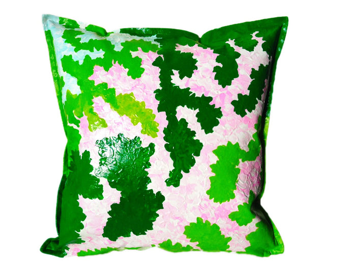 UPDATE: SOLD__GREEN ISLAND - Bright Bold Hand-painted Cushion for your modern home design