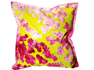 UPDATE: SOLD___PINK ISLAND - Bright Bold Hand-painted Cushion for your modern home design